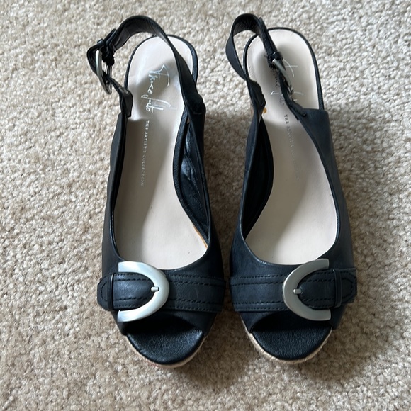 FRANCO SARTO LEATHER WEDGE SLING BACKS 8.5 - Picture 4 of 7